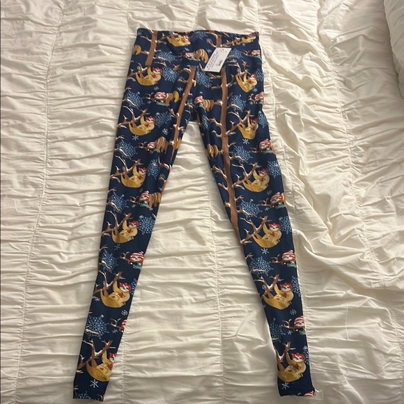 boom boom brazil Pants - Women's Winter Sloth Print Leggings - Blue